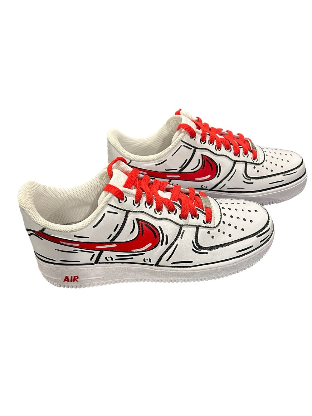 Nike Air Force 1 White with Red and Black Cartoon Graphic